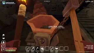 A large orange bowl-shaped forge receptacle above a metal smelting mechanism